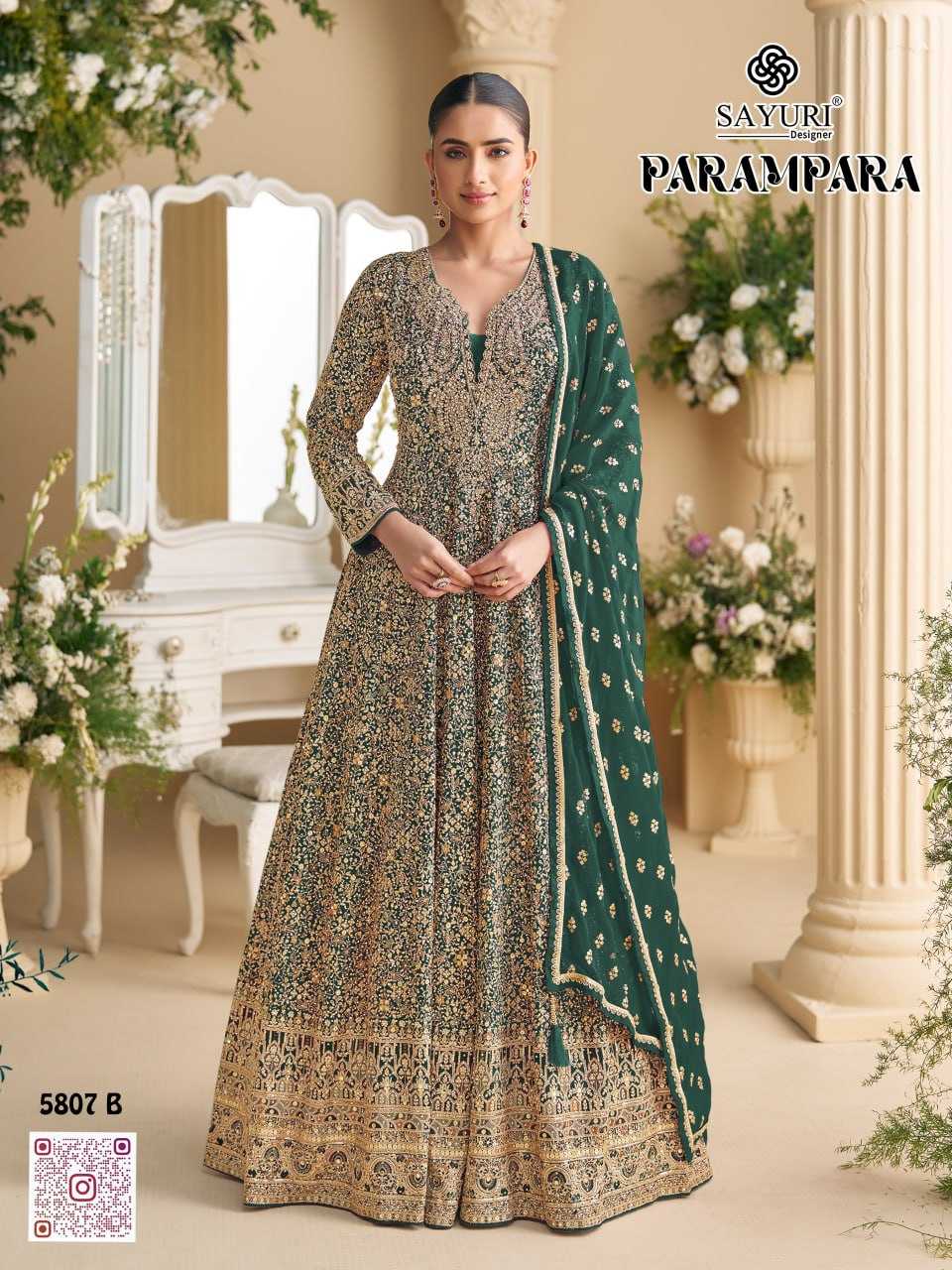 Ynf Georgette KESH704 SAYURI PARAMPARA 5807 Kurti Wholesale Georgette Kurti Embroidered Kurtis Party Wear Gown Style Kurtis Manufacturer- Kapda Export