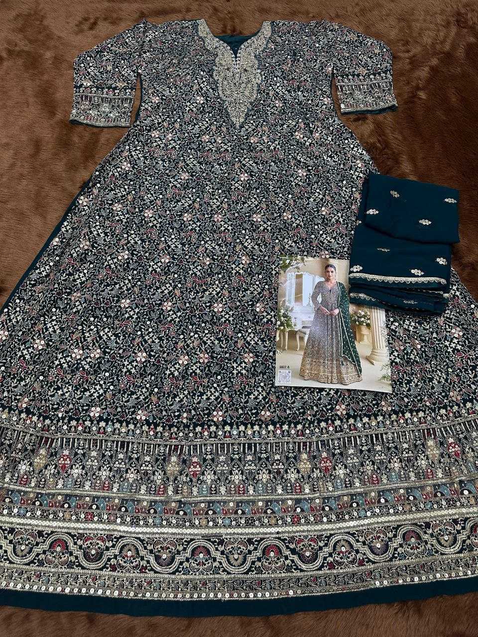 Ynf Georgette KESH704 SAYURI PARAMPARA 5807 Kurti Wholesale Georgette Kurti Embroidered Kurtis Party Wear Gown Style Kurtis Manufacturer- Kapda Export