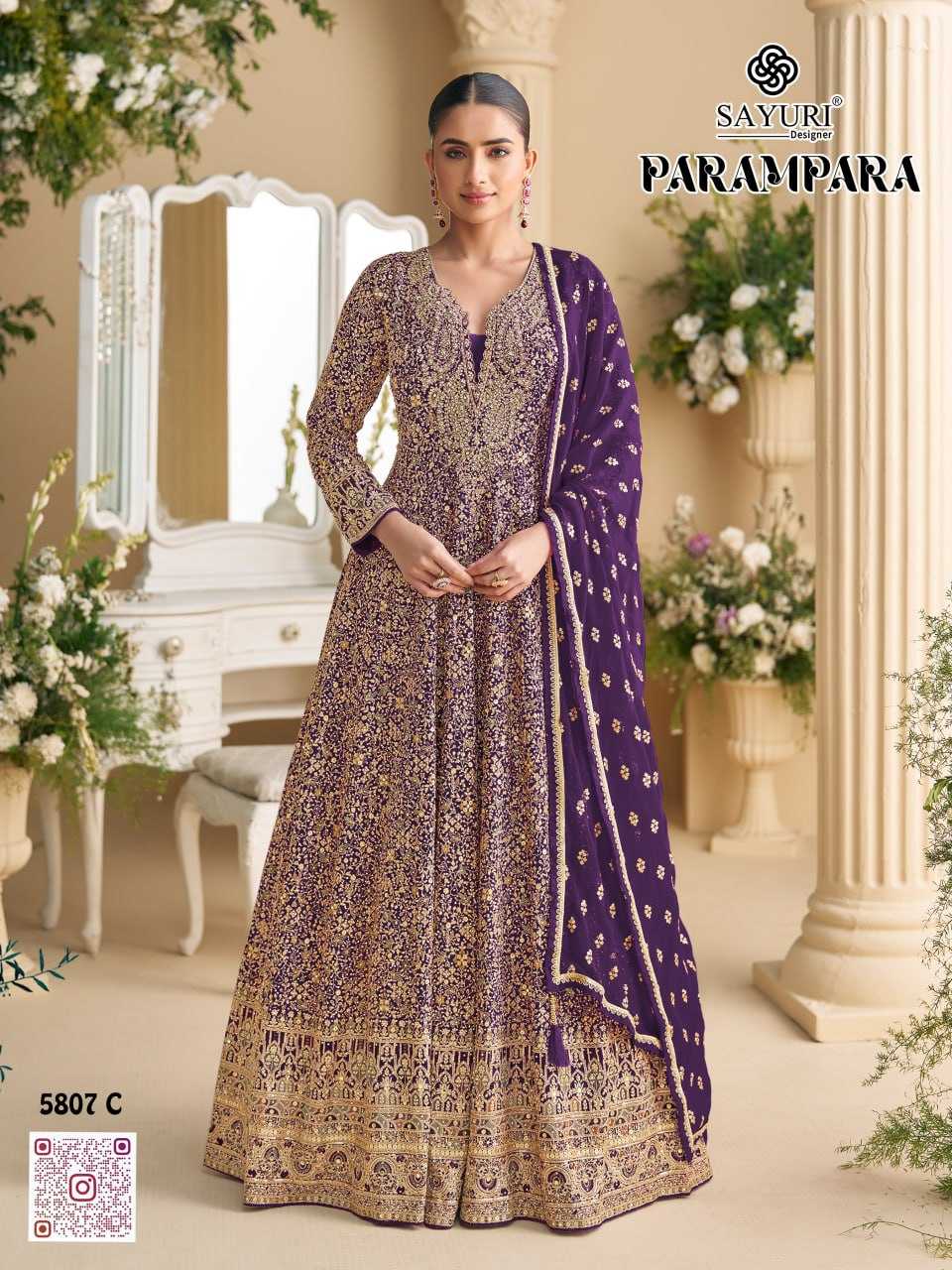 Ynf Georgette KESH704 SAYURI PARAMPARA 5807 Kurti Wholesale Georgette Kurti Embroidered Kurtis Party Wear Gown Style Kurtis Manufacturer- Kapda Export