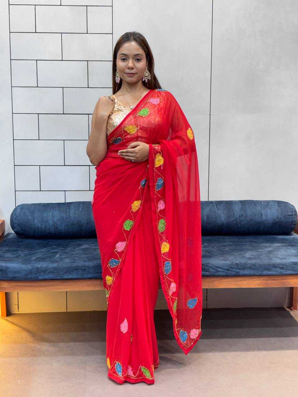 Ynf Georgette KESH709 BRUSH Sarees Festive Collections Wholesale Party Wear Sarees Hand Printed Saree Teej Sarees Manufacturer- Kapda Export