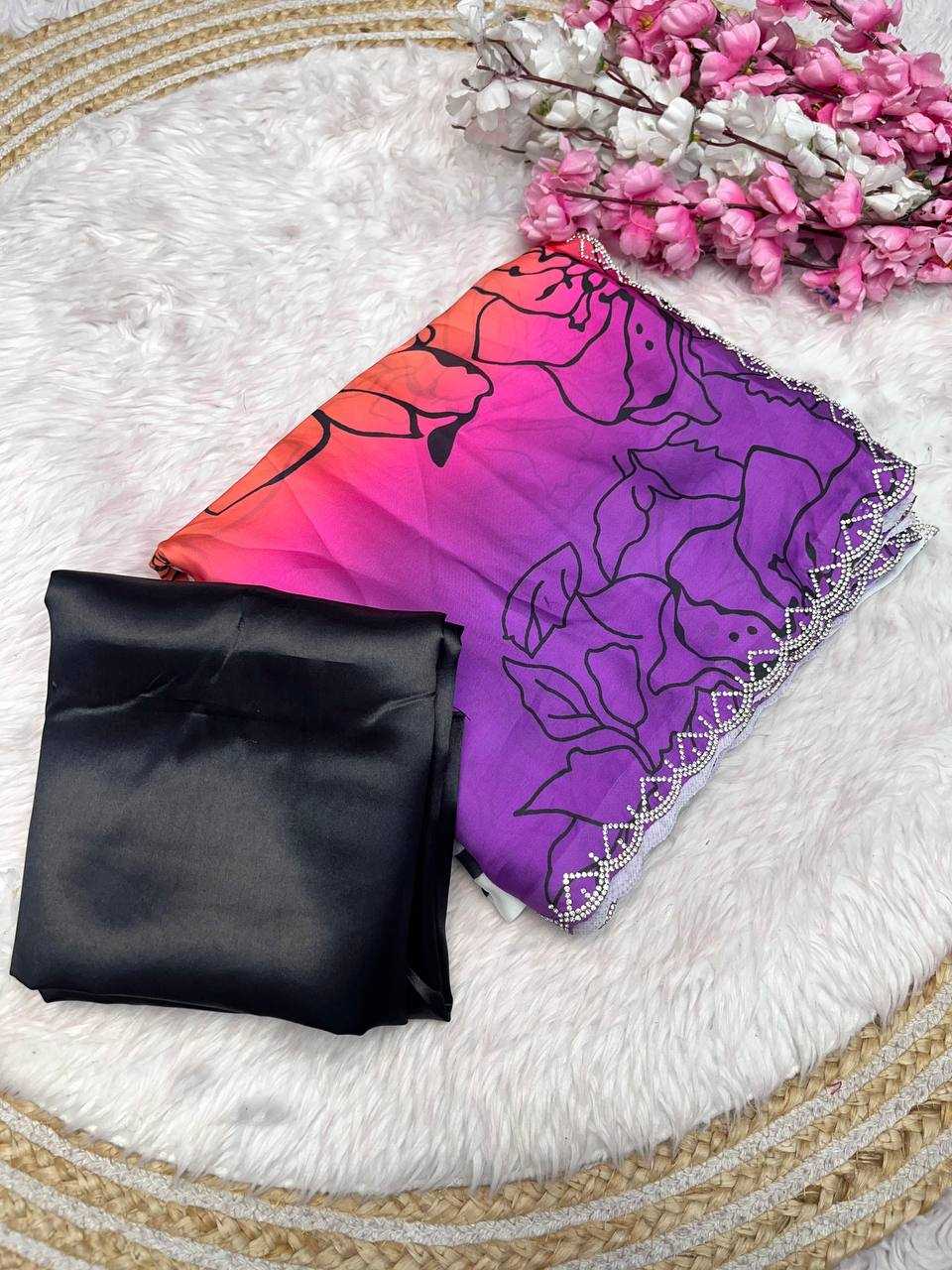 Ynf Georgette RIN230 608 Sarees Festive Collections Wholesale Printed Sarees Georgette Sarees Swarovski Sarees Manufacturer- Kapda Export