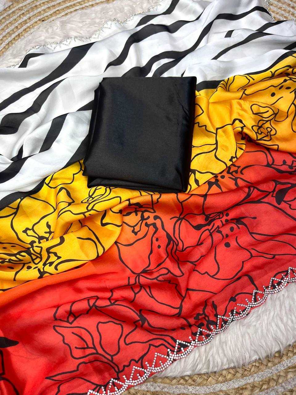 Ynf Georgette RIN230 608 Sarees Festive Collections Wholesale Printed Sarees Georgette Sarees Swarovski Sarees Manufacturer- Kapda Export