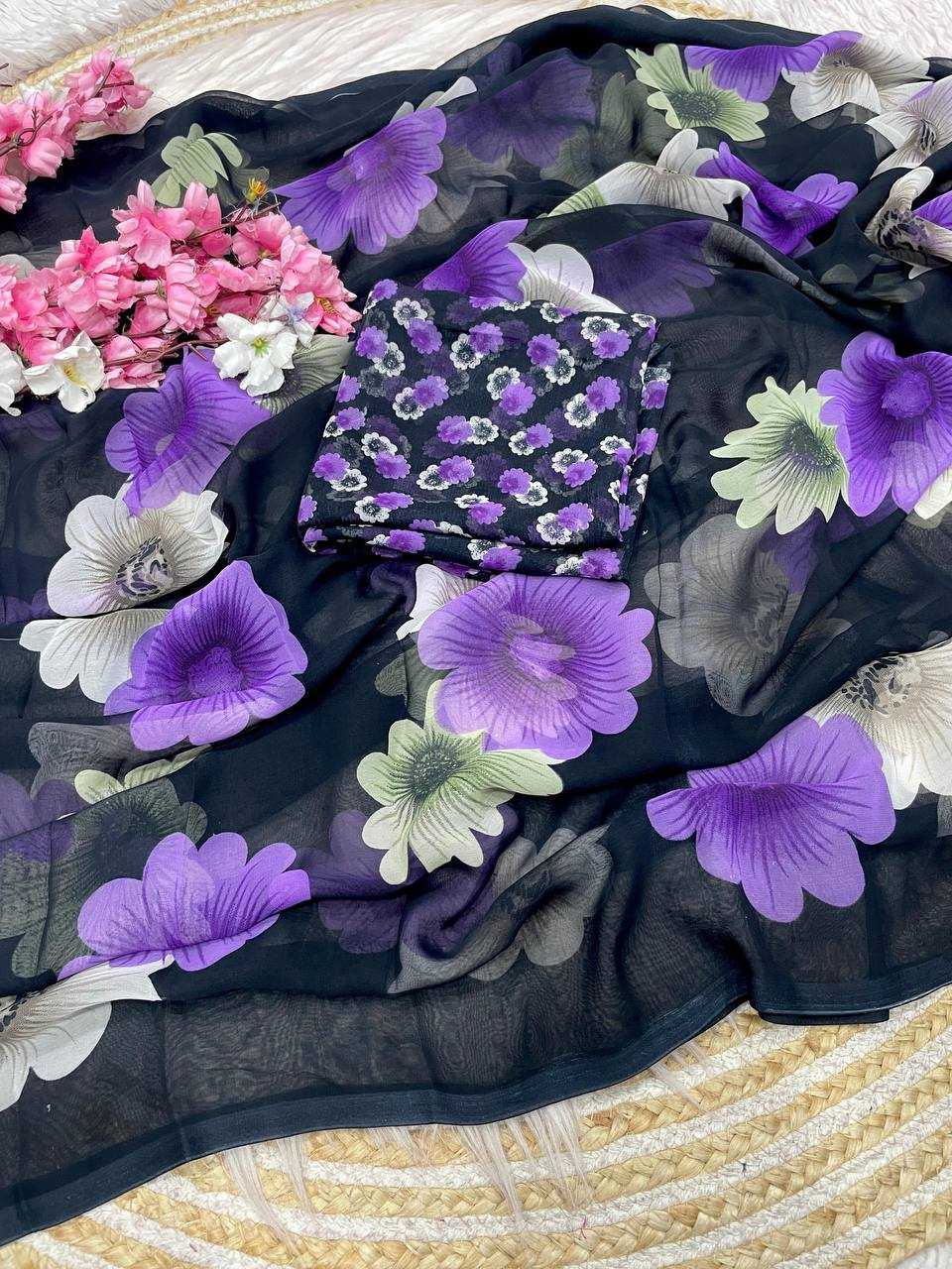 Ynf Georgette RIN230 630 Sarees Wholesale Designer Sarees Printed Sarees Weightless Sarees Manufacturer- Kapda Export