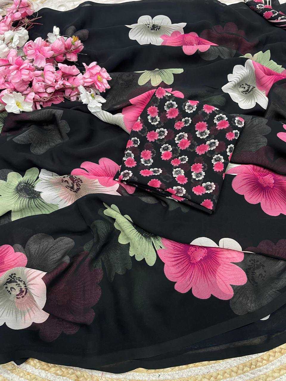 Ynf Georgette RIN230 630 Sarees Wholesale Designer Sarees Printed Sarees Weightless Sarees Manufacturer- Kapda Export