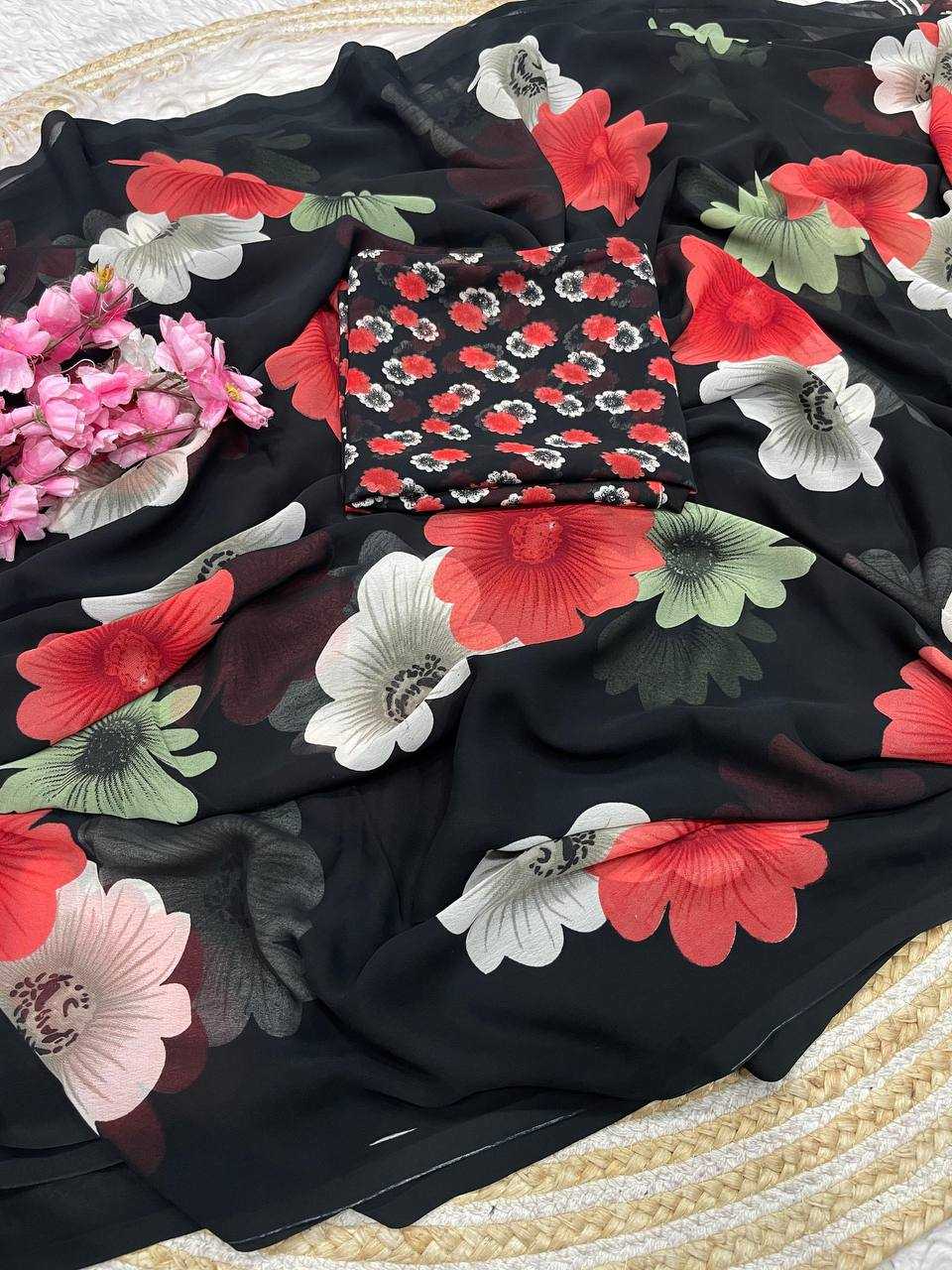 Ynf Georgette RIN230 630 Sarees Wholesale Designer Sarees Printed Sarees Weightless Sarees Manufacturer- Kapda Export