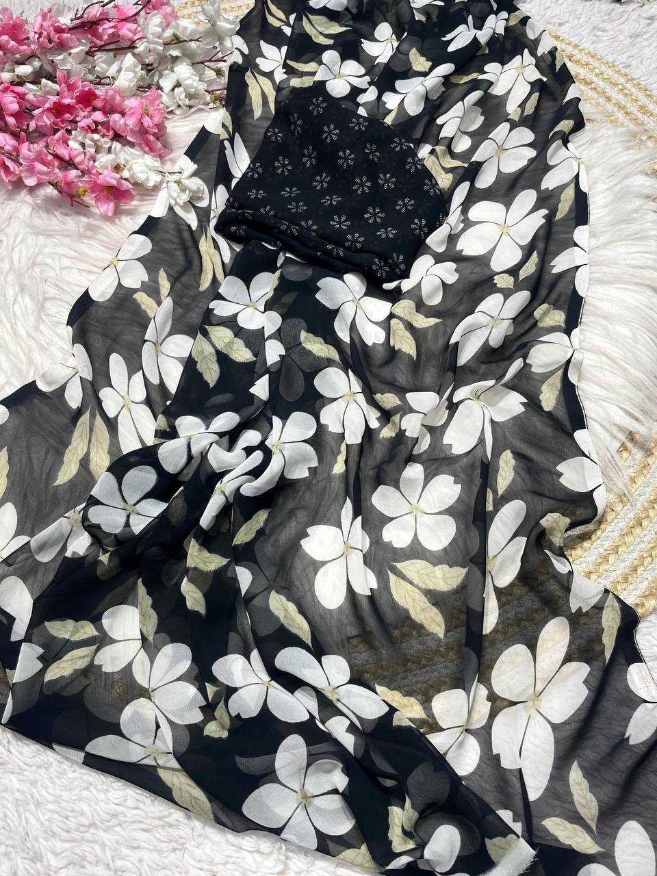 Ynf Georgette RIN230 630 Sarees Wholesale Printed Sarees Georgette Sarees Weightless Sarees Manufacturer- Kapda Export