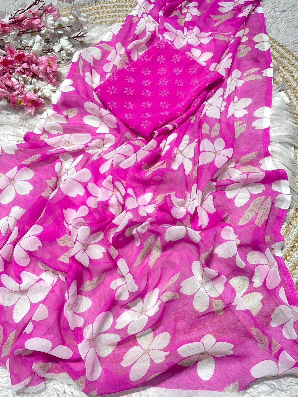 Ynf Georgette RIN230 630 Sarees Wholesale Printed Sarees Georgette Sarees Weightless Sarees Manufacturer- Kapda Export