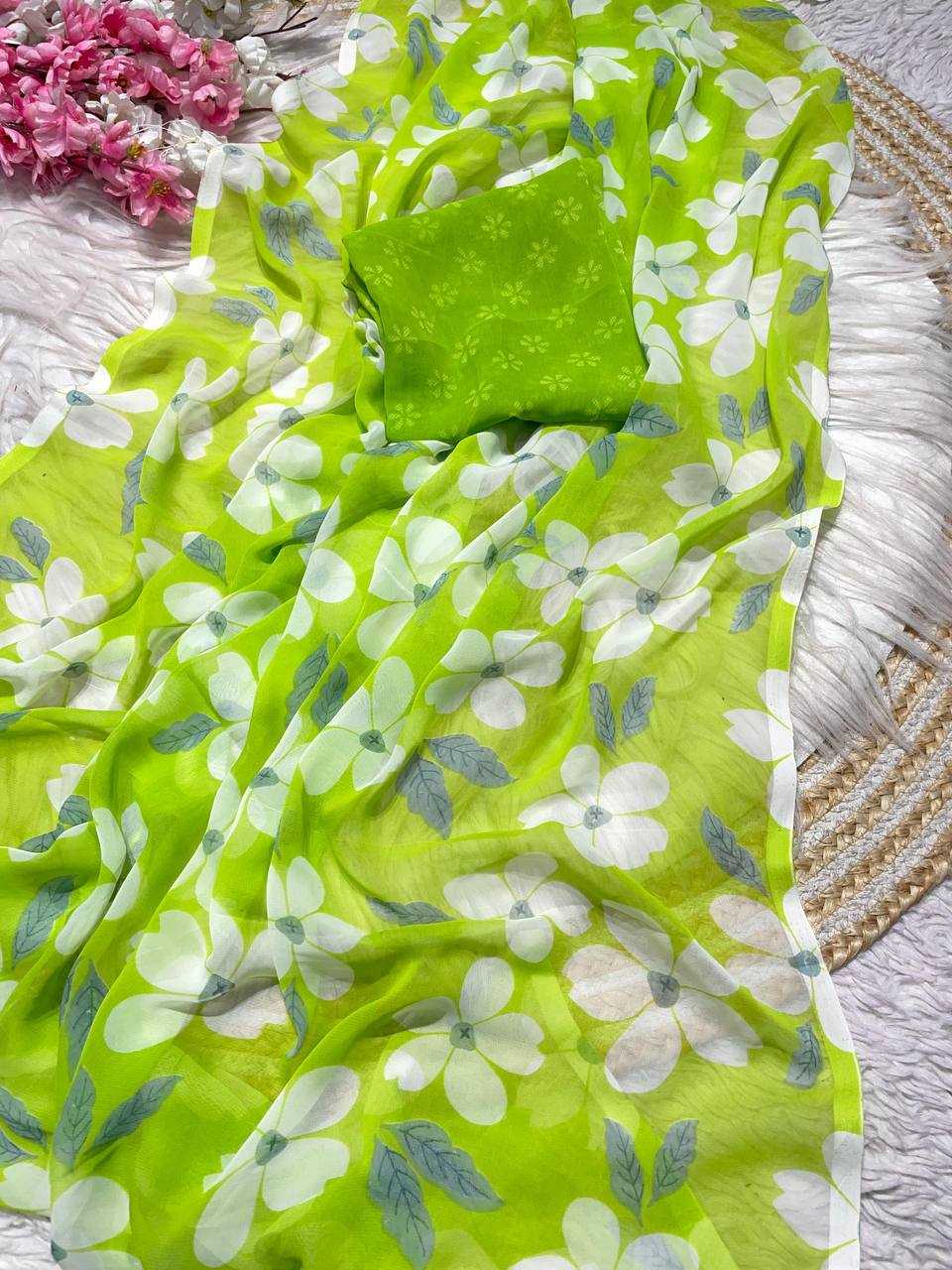 Ynf Georgette RIN230 630 Sarees Wholesale Printed Sarees Georgette Sarees Weightless Sarees Manufacturer- Kapda Export