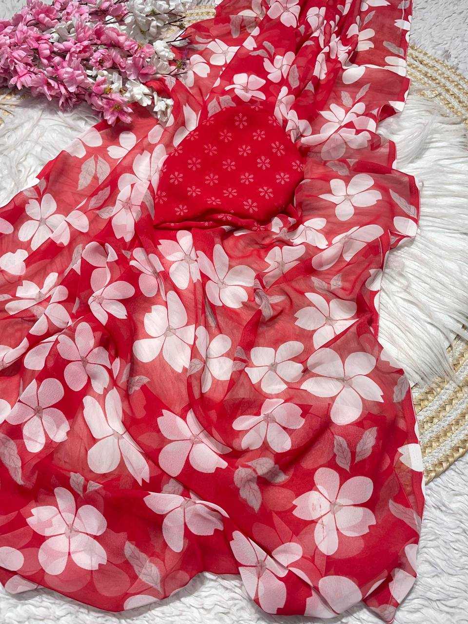 Ynf Georgette RIN230 630 Sarees Wholesale Printed Sarees Georgette Sarees Weightless Sarees Manufacturer- Kapda Export