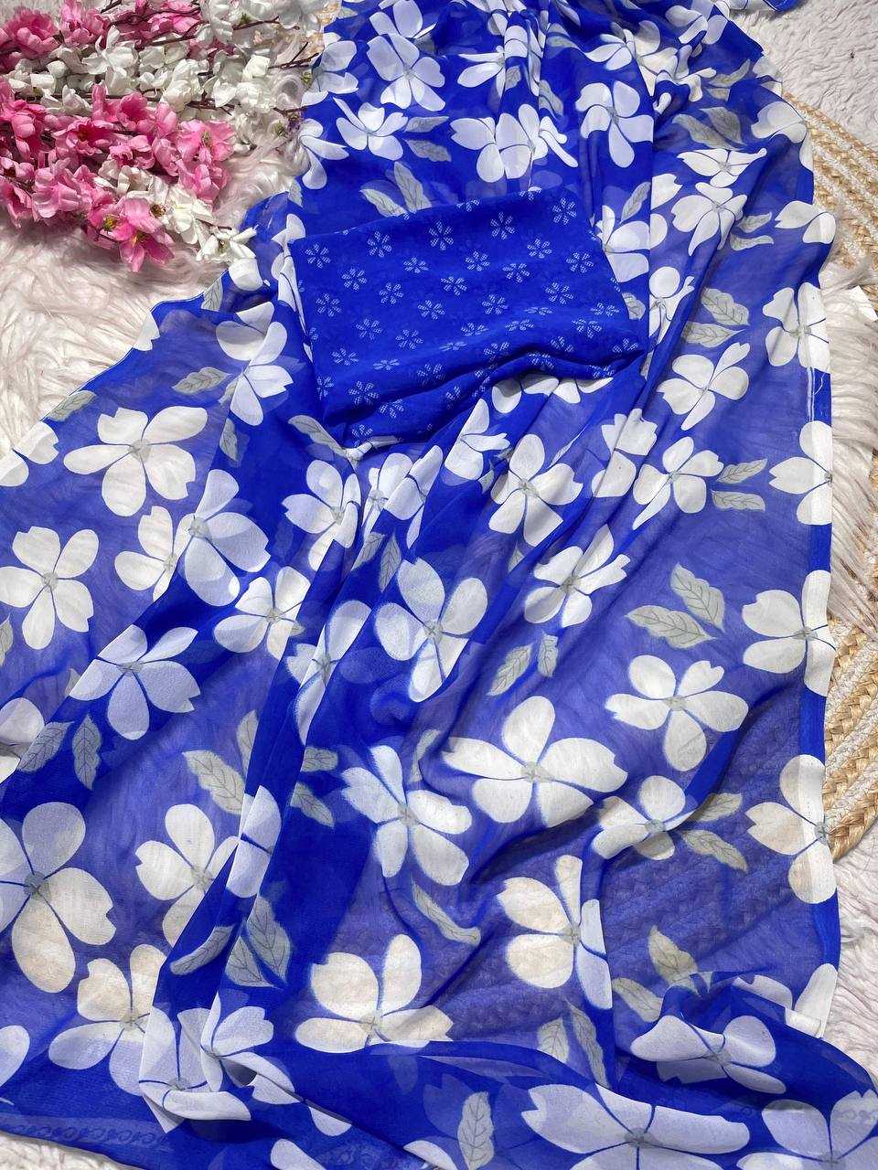 Ynf Georgette RIN230 630 Sarees Wholesale Printed Sarees Georgette Sarees Weightless Sarees Manufacturer- Kapda Export