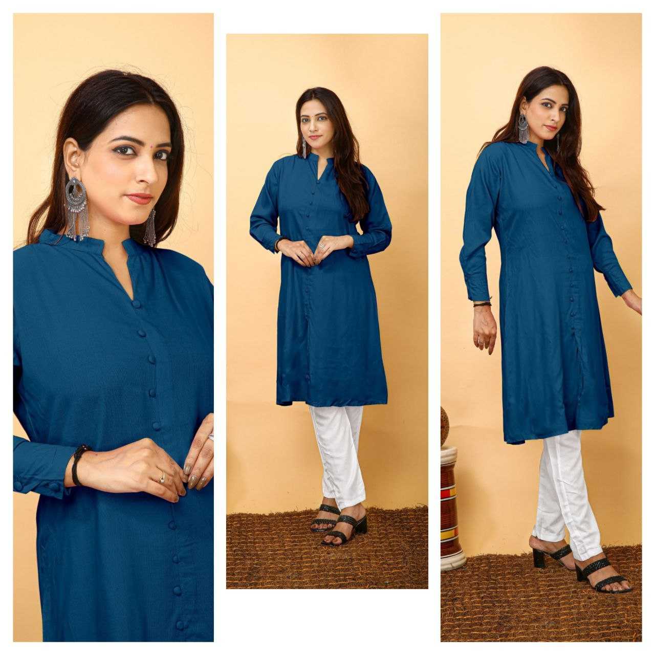 Ynf Heavy Rayon KESH528 Flair Kurti Kurti Wholesale Workwear Kurtis Long Kurtis Flared Kurtis Manufacturer- Kapda Export