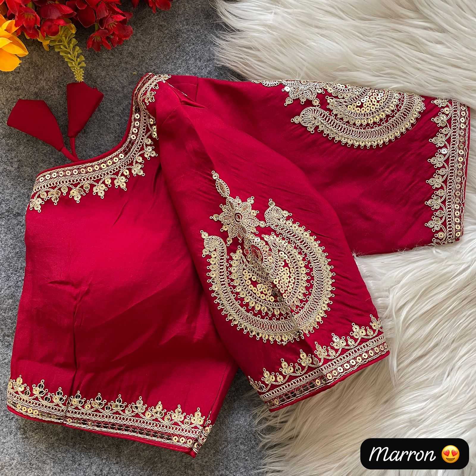 Ynf Heavy Roman Silk KESH426 sushi Readymade Blouses Festive Collections Wholesale Sequence Embroidery Blouse Designer Blouse Silk Blouse Manufacturer- Kapda Export