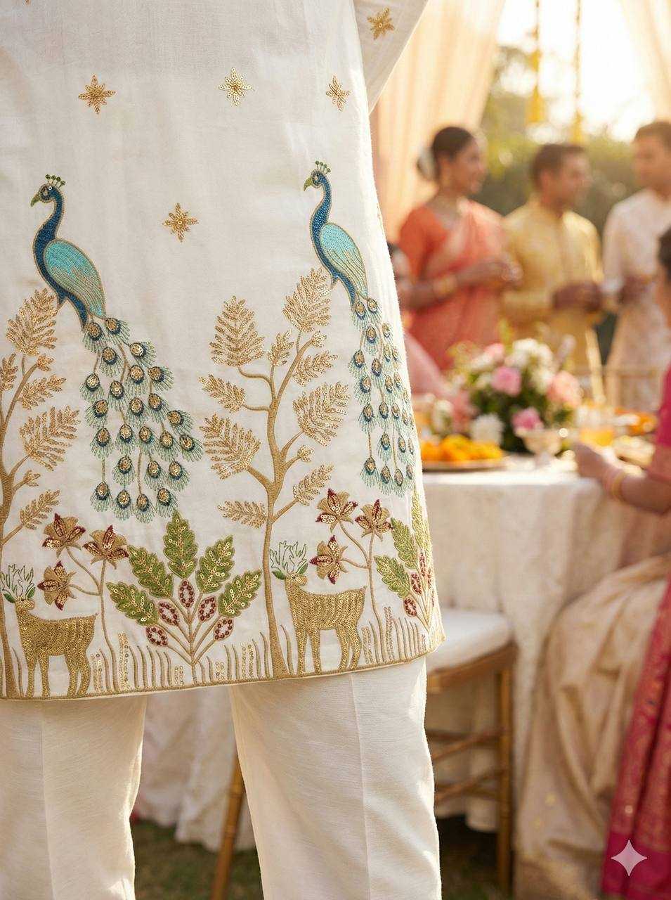 Ynf Heavy Silk RIN125 Manyavar Mens Wear Wholesale Mens Kurta Pyjama Silk Kurta Designer Ethnic Set Manufacturer- Kapda Export