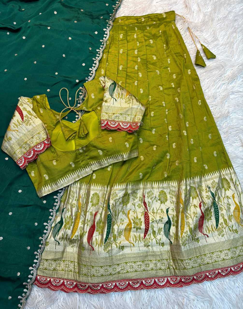 Ynf Jacquard RIN195 Peacock half Lehengas Wholesale Designer Lehenga Traditional Lehenga Lehenga With Dupatta Manufacturer- Kapda Export