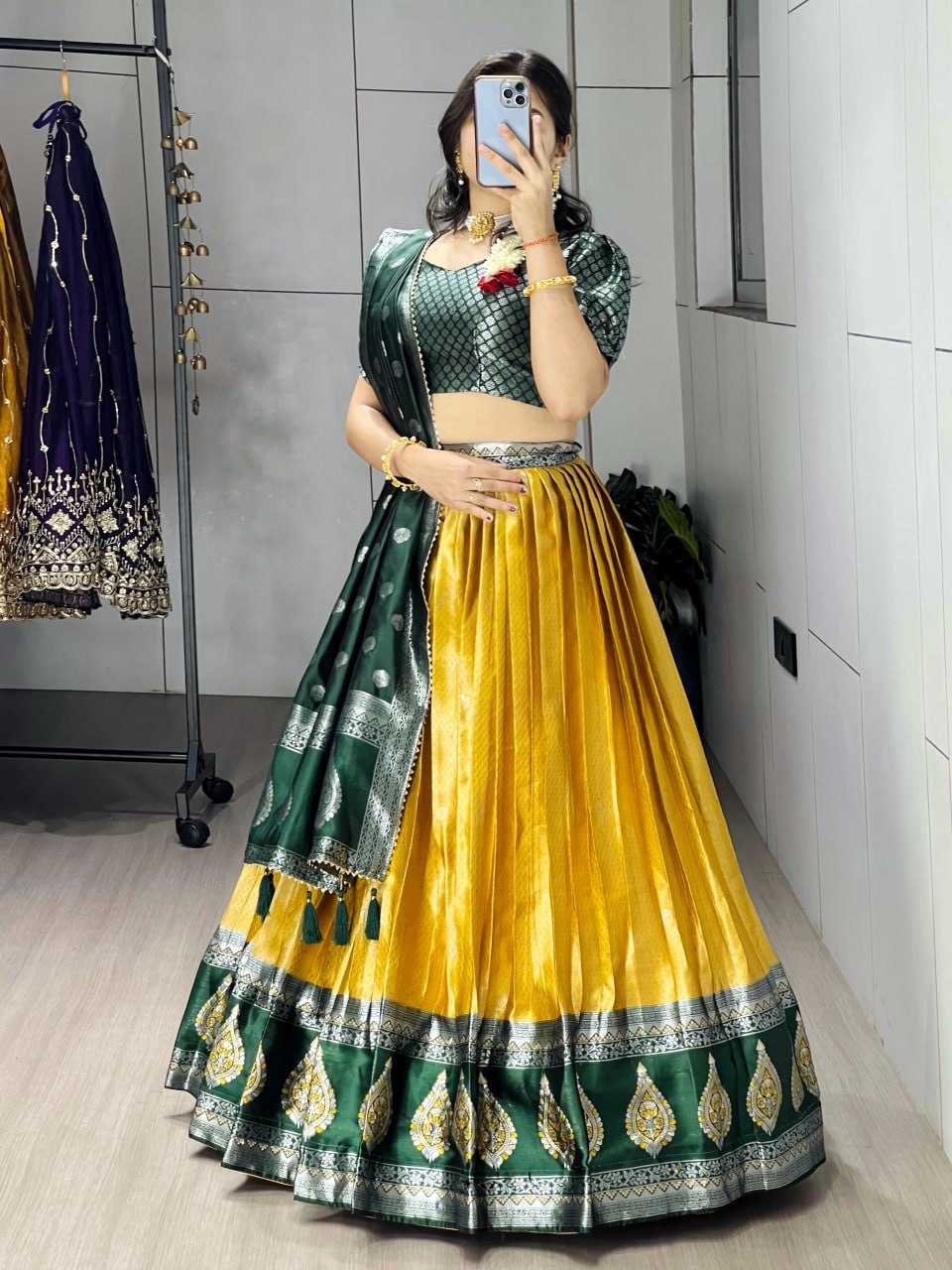 Ynf Kanjivaram Silk RIN119 8116 Lehengas Wholesale Wedding Lehenga Embroidered Lehenga Golden Lehenga Manufacturer- Kapda Export