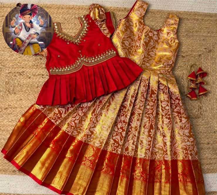 Ynf Kanjivaram Silk RIN235 3698 Kids Wear Wholesale Kids Traditional Outfits Indian Wear For Kids Kids Party Wear Ethnic Manufacturer- Kapda Export