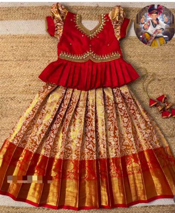 Ynf Kanjivaram Silk RIN235 3698 Kids Wear Wholesale Kids Traditional Outfits Indian Wear For Kids Kids Party Wear Ethnic Manufacturer- Kapda Export