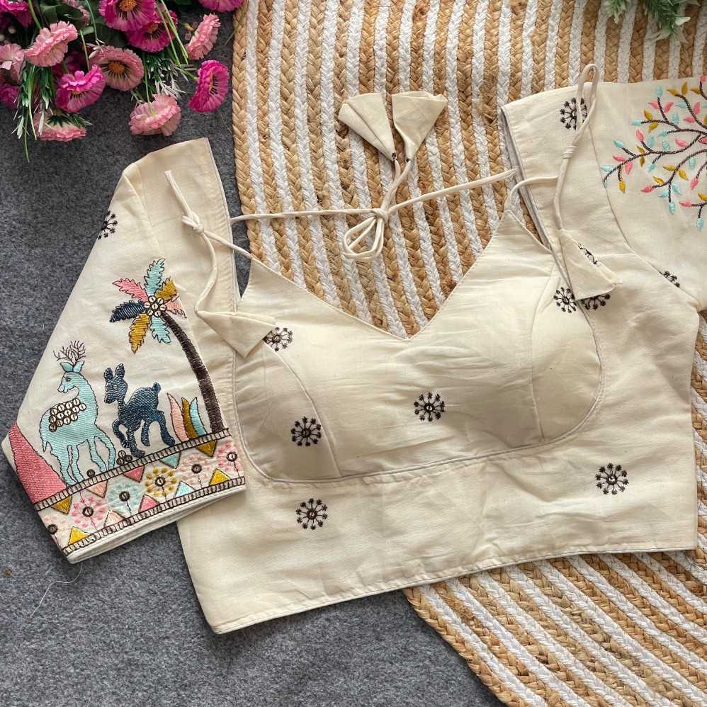 Ynf Khadi Cotton KESH411 haki Readymade Blouses Wholesale Designer Blouse Cotton Blouse Party Wear Blouse Manufacturer- Kapda Export