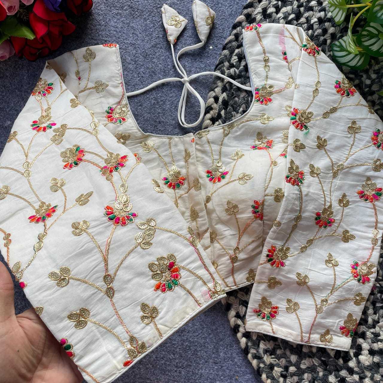 Ynf Khadi Cotton KESH411 KHADI COTTON Readymade Blouses Wholesale Embroidered Blouses Cotton Blouse Party Wear Blouse Manufacturer- Kapda Export