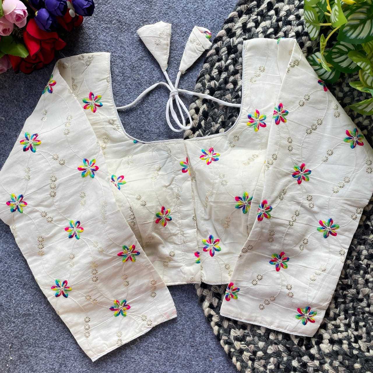 Ynf Khadi Cotton KESH411 KHADI COTTON Readymade Blouses Wholesale Embroidered Blouses Cotton Blouse Party Wear Blouse Manufacturer- Kapda Export