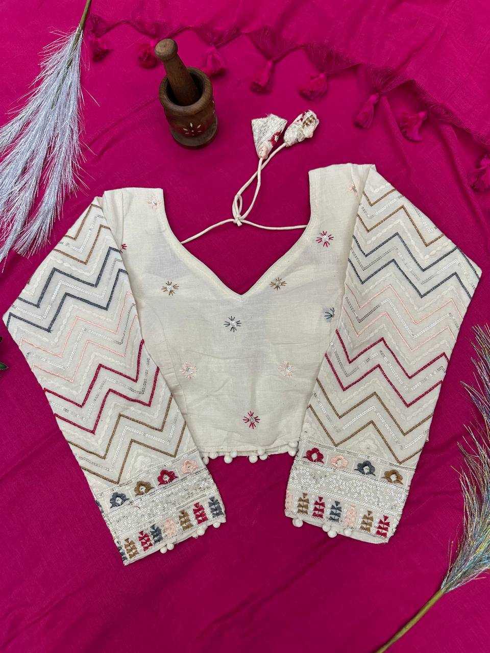 Ynf Khadi Cotton KESH653 18 Sarees Readymade Blouses Wholesale Designer Blouse Cotton Blouse Party Wear Blouse Manufacturer- Kapda Export