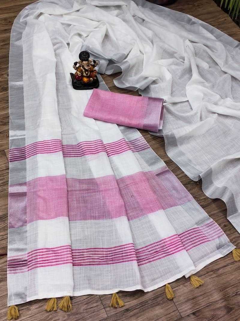 Ynf Linen KESH626 1062 Sarees Wholesale White Sarees Linen Sarees Festive Sarees Manufacturer- Kapda Export