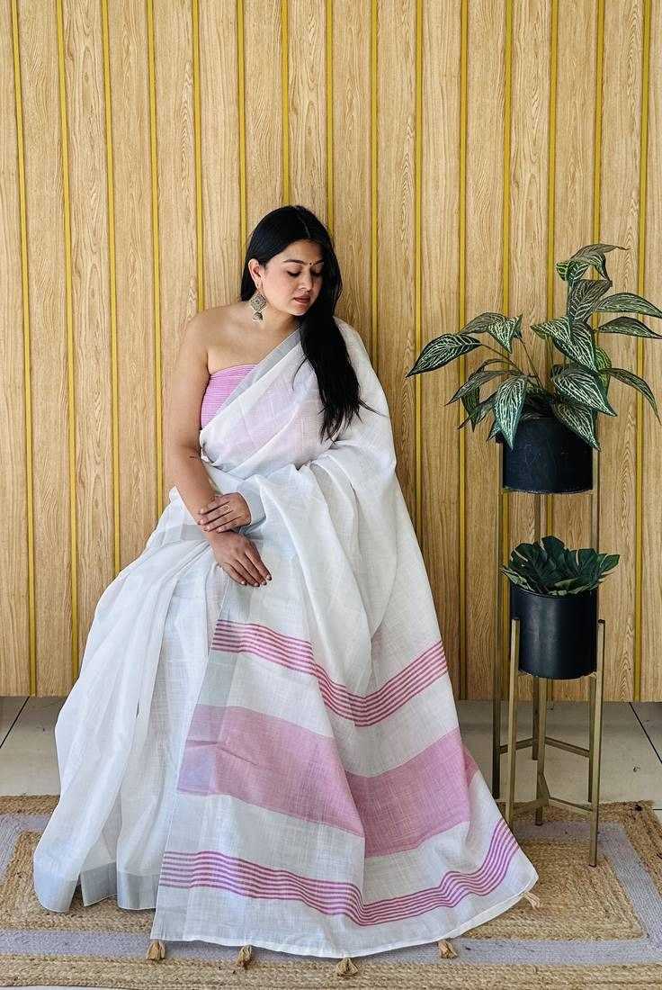 Ynf Linen KESH626 1062 Sarees Wholesale White Sarees Linen Sarees Festive Sarees Manufacturer- Kapda Export