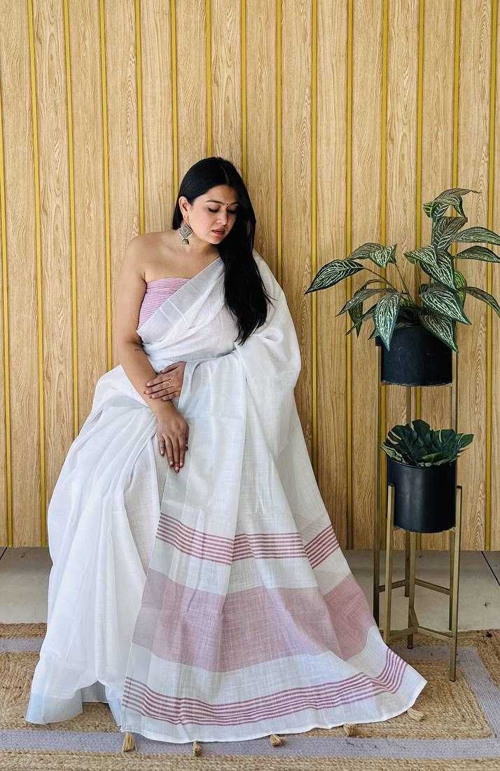 Ynf Linen KESH626 1062 Sarees Wholesale White Sarees Linen Sarees Festive Sarees Manufacturer- Kapda Export