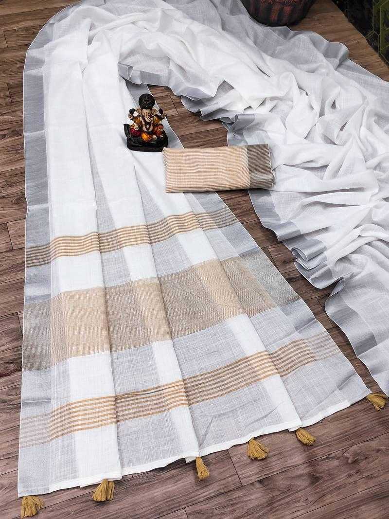 Ynf Linen KESH626 1062 Sarees Wholesale White Sarees Linen Sarees Festive Sarees Manufacturer- Kapda Export