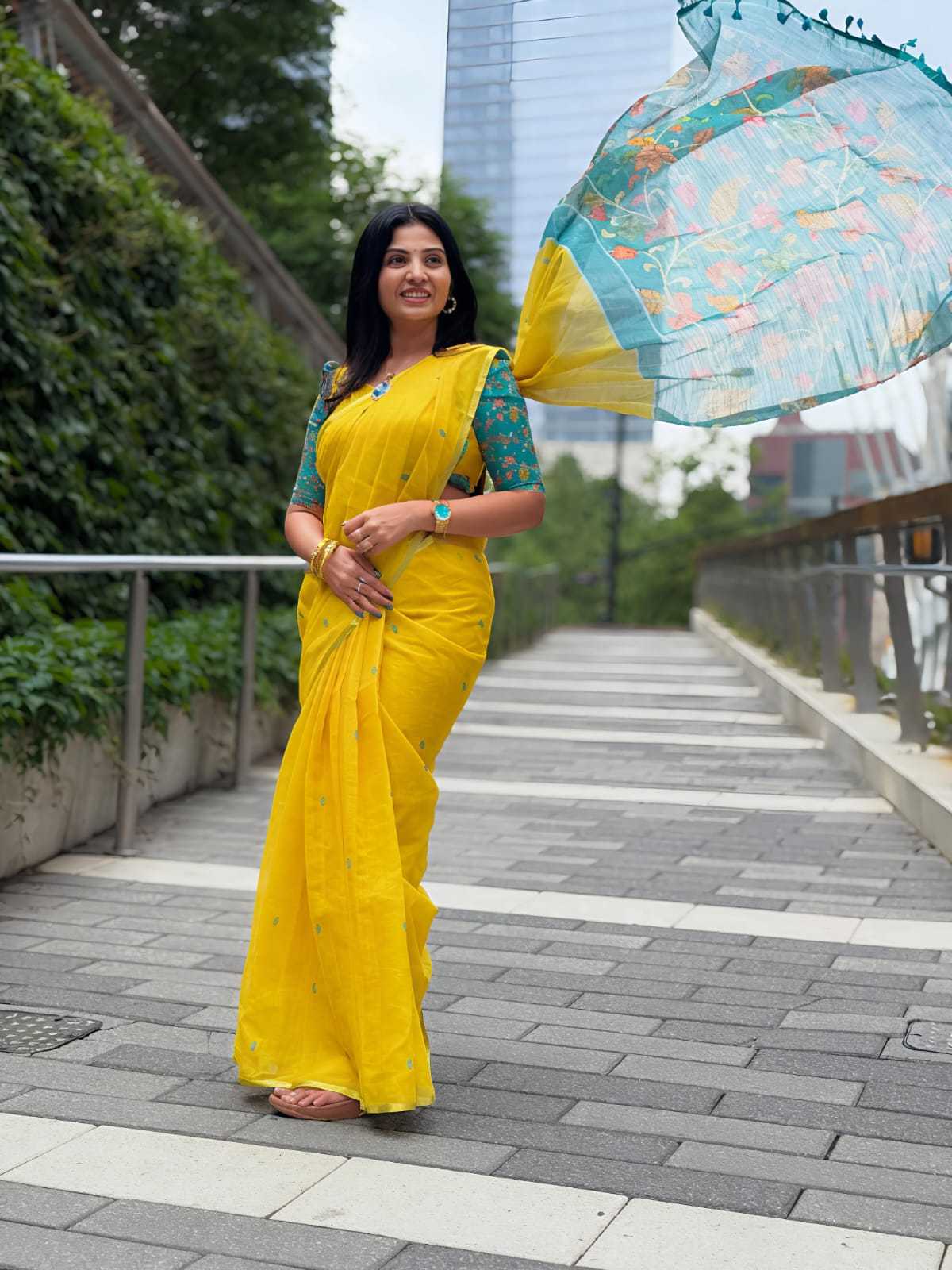 Ynf Linen KESH682 Kalamkari Sarees Wholesale Designer Sarees Kalamkari Sarees Ruffle Sarees Manufacturer- Kapda Export