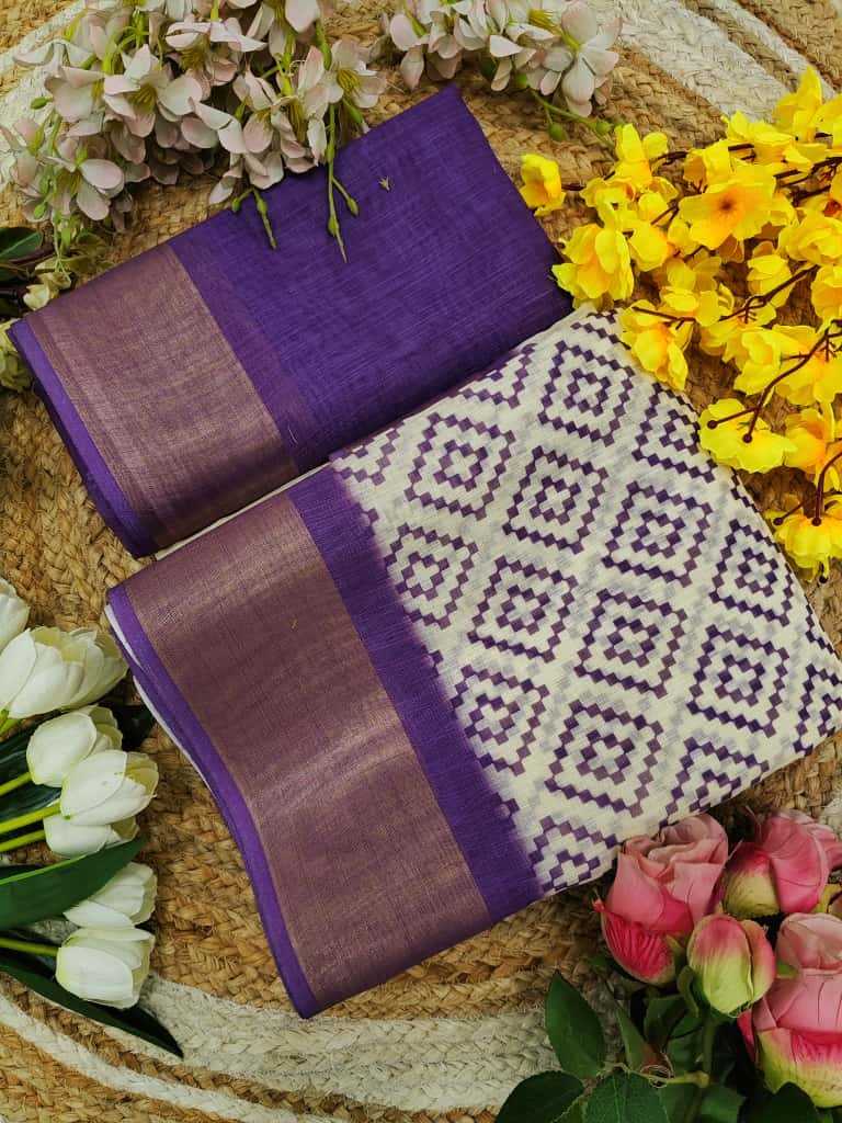 Ynf Linen KESH682 Zari Sarees Wholesale Printed Sarees Zari Sarees Golden Sarees Manufacturer- Kapda Export