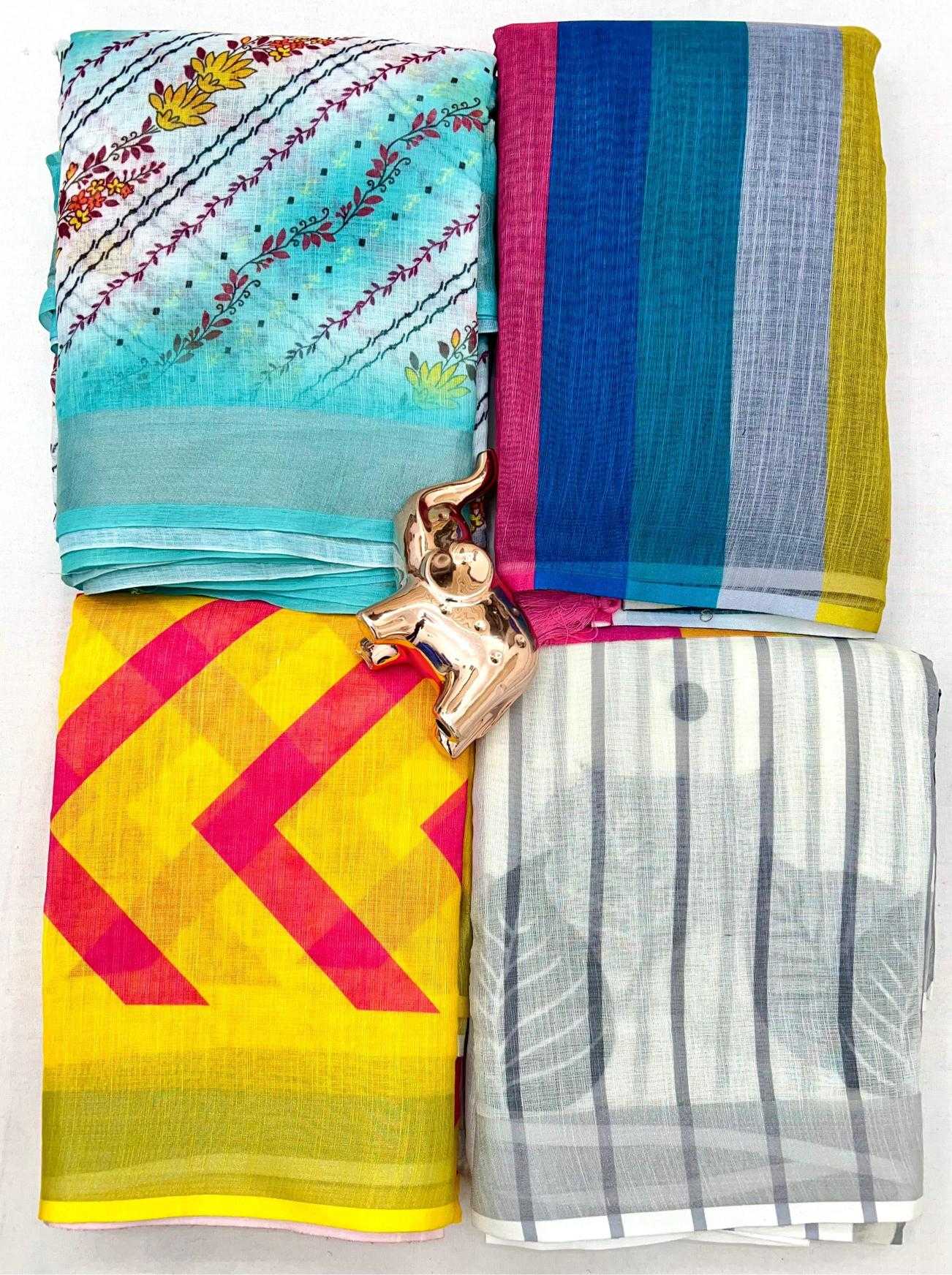 Ynf Linen KESH695 Abha Linen Sarees Wholesale Batik Sarees Kalamkari Sarees Festive Sarees Manufacturer- Kapda Export