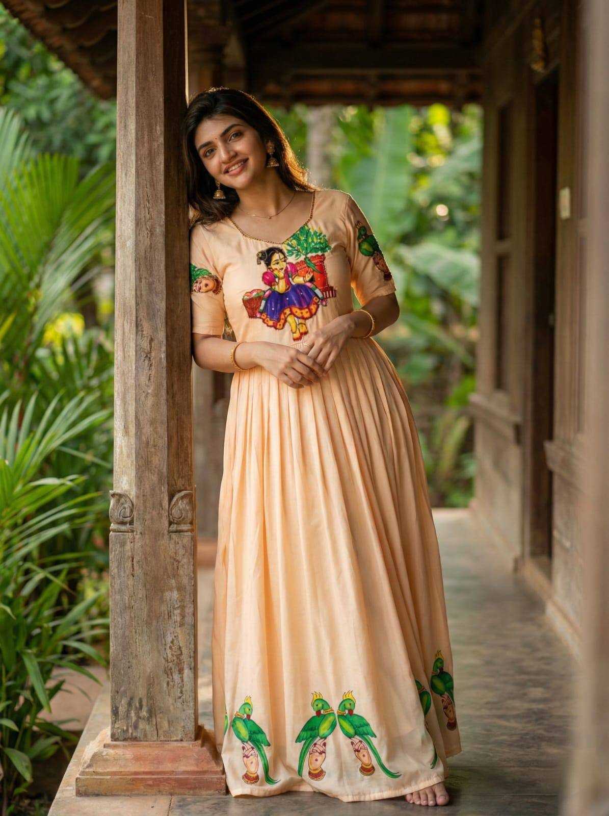 Ynf Muslin KESH485 116 Gowns Wholesale Printed Gowns Party Wear Gowns Designer Gowns Manufacturer- Kapda Export