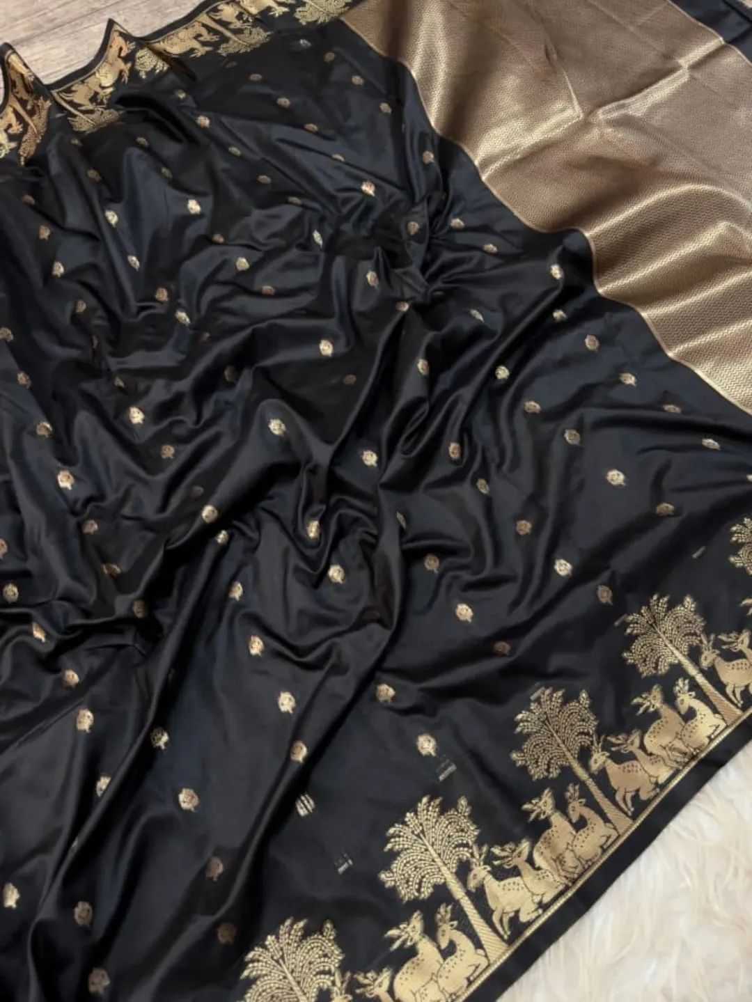 Ynf Muslin Silk Pure Viscos KESH676 Muslin Silk Sarees Silk Sarees Wholesale Designer Sarees Party Wear Sarees Black Sarees Manufacturer- Kapda Export