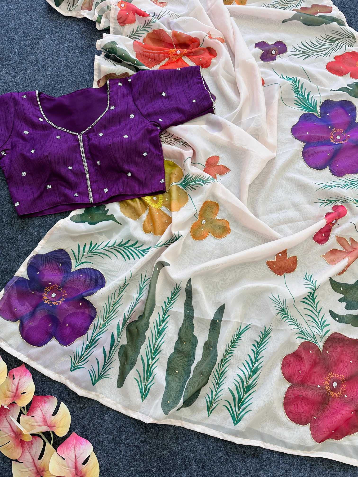 Ynf Organza KESH549 MORTIS Sarees Wholesale Designer Sarees Printed Sarees Hand Printed Saree Manufacturer- Kapda Export