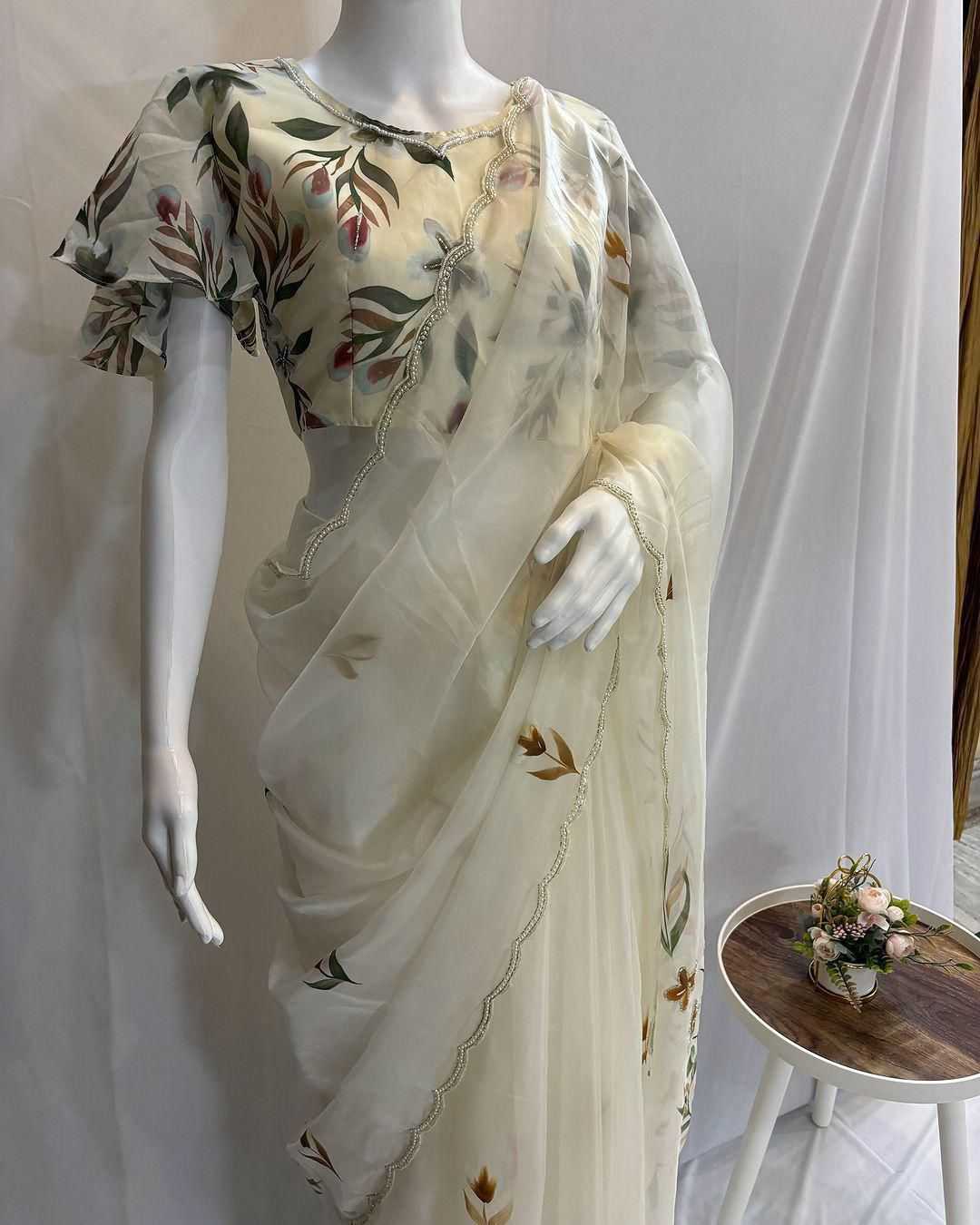 Ynf Organza RIN164 SHILA Sarees Wholesale Designer Sarees Cutwork Saree Hand Printed Saree Manufacturer- Kapda Export