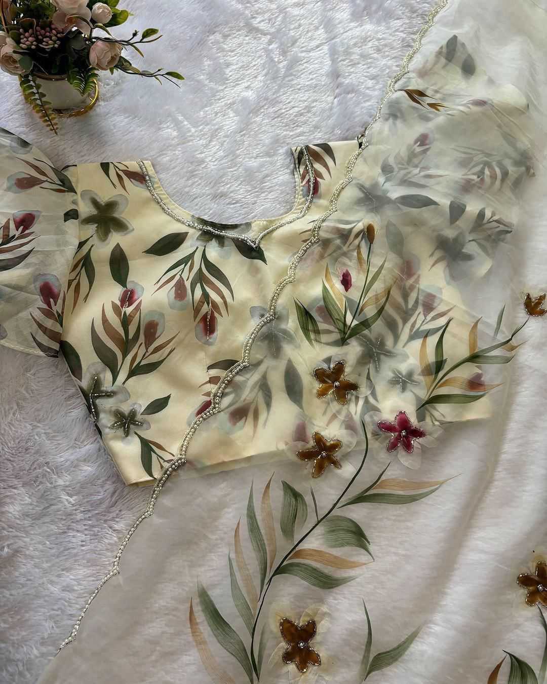 Ynf Organza RIN164 SHILA Sarees Wholesale Designer Sarees Cutwork Saree Hand Printed Saree Manufacturer- Kapda Export