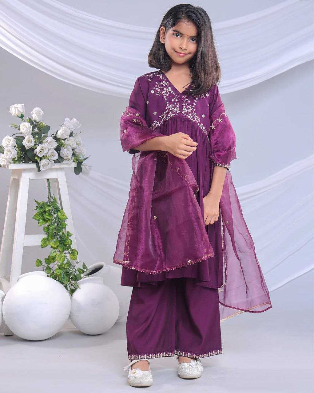 Ynf Organza Silk KESH461 206 Kids Wear Wholesale Embroidered Frock Indian Wear For Kids Kids Festive Wear Manufacturer- Kapda Export
