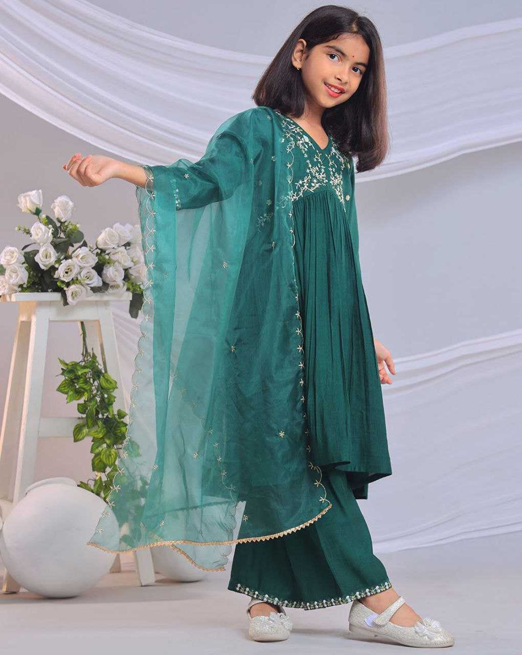 Ynf Organza Silk KESH461 206 Kids Wear Wholesale Embroidered Frock Indian Wear For Kids Kids Festive Wear Manufacturer- Kapda Export