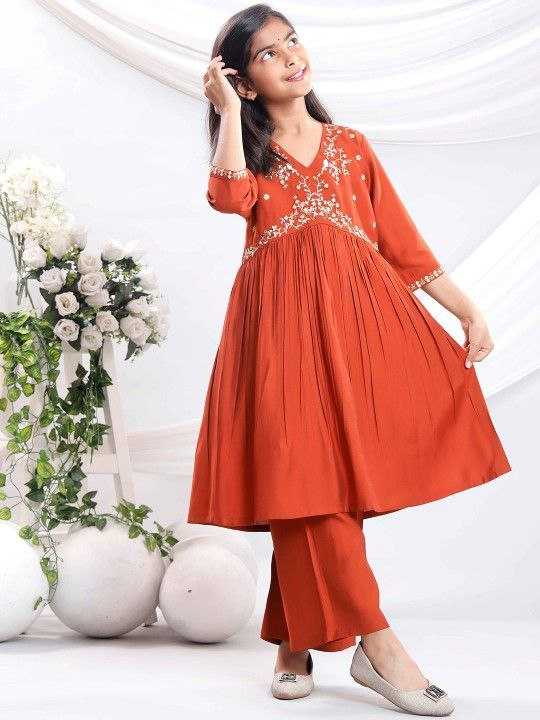 Ynf Organza Silk KESH461 206 Kids Wear Wholesale Embroidered Frock Indian Wear For Kids Kids Festive Wear Manufacturer- Kapda Export