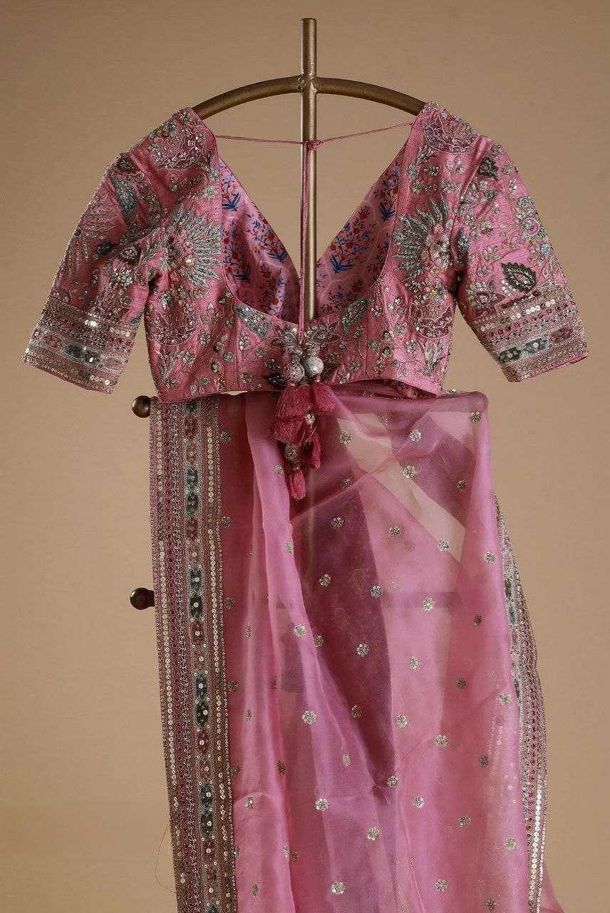 Ynf Organza Silk KESH606 1018 Sarees Wholesale Designer Sarees Party Wear Sarees Pink Sarees Manufacturer- Kapda Export