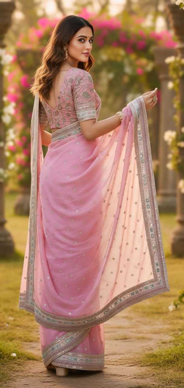 Ynf Organza Silk KESH606 1018 Sarees Wholesale Designer Sarees Party Wear Sarees Pink Sarees Manufacturer- Kapda Export
