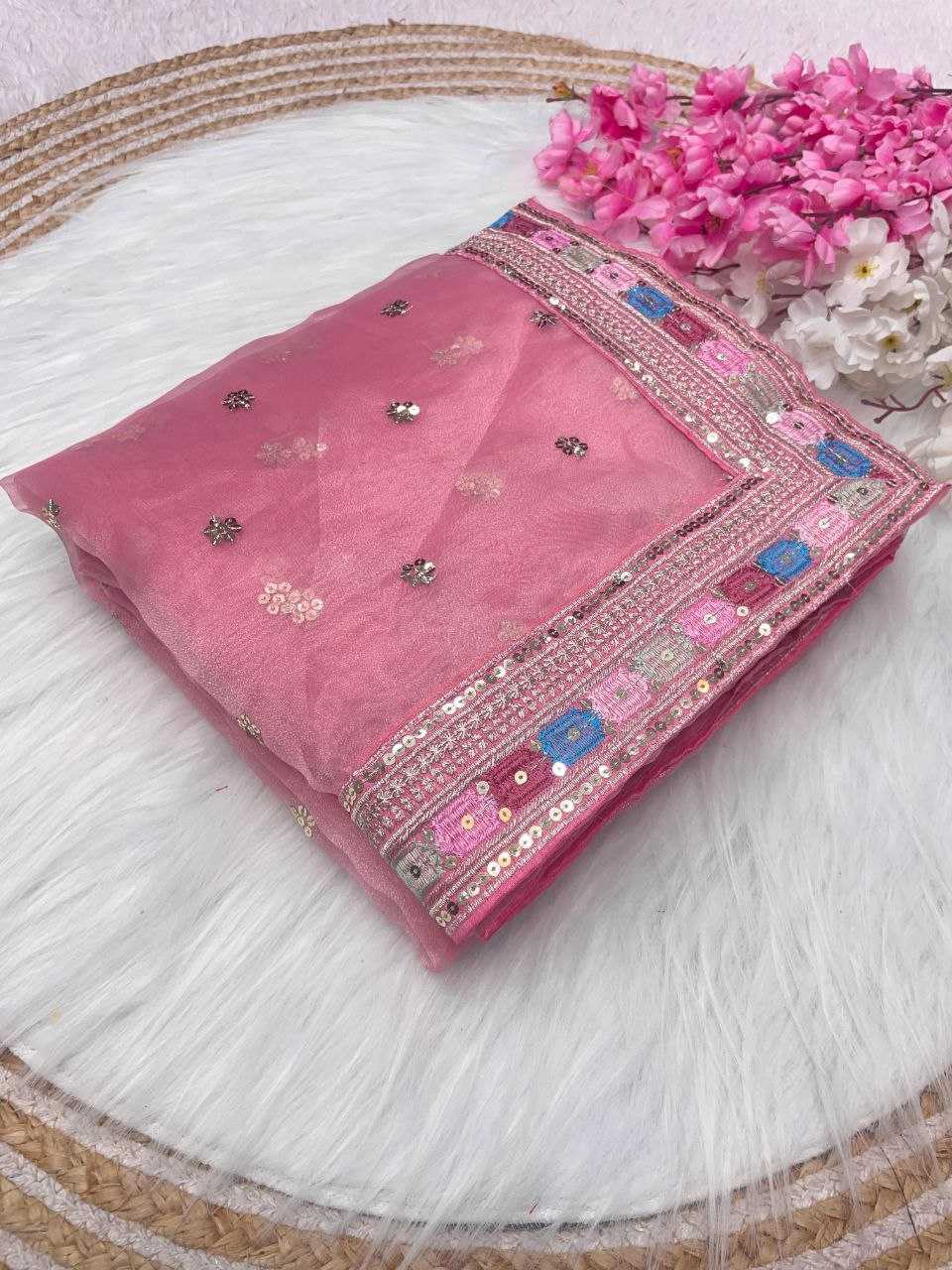 Ynf Organza Silk KESH606 1018 Sarees Wholesale Designer Sarees Party Wear Sarees Pink Sarees Manufacturer- Kapda Export