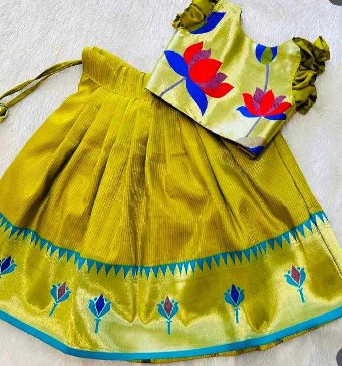 Ynf Paithani Silk RIN235 stitched Paithani Kids Wear Wholesale Kids Designer Frock Kids Ethnic Wear Kids Traditional Outfits Manufacturer- Kapda Export