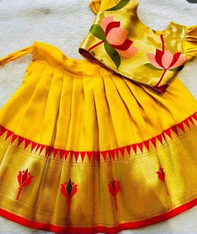 Ynf Paithani Silk RIN235 stitched Paithani Kids Wear Wholesale Kids Designer Frock Kids Ethnic Wear Kids Traditional Outfits Manufacturer- Kapda Export