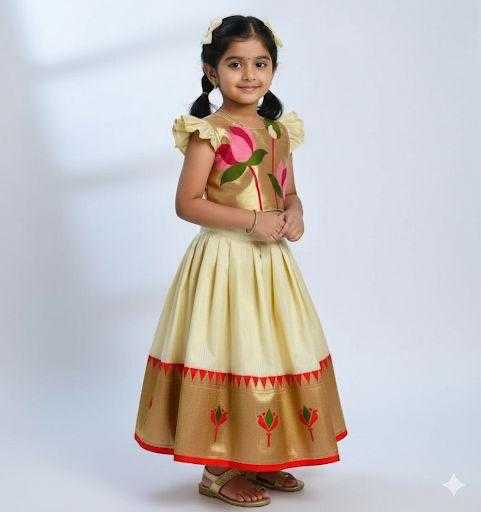Ynf Paithani Silk RIN235 stitched Paithani Kids Wear Wholesale Kids Designer Frock Kids Ethnic Wear Kids Traditional Outfits Manufacturer- Kapda Export