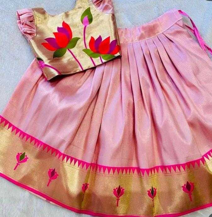 Ynf Paithani Silk RIN235 stitched Paithani Kids Wear Wholesale Kids Designer Frock Kids Ethnic Wear Kids Traditional Outfits Manufacturer- Kapda Export