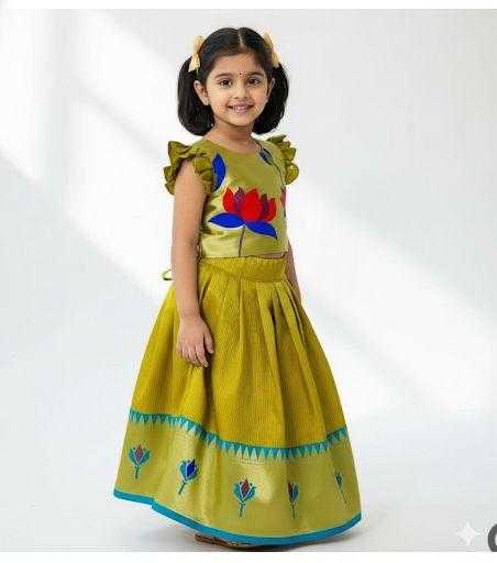Ynf Paithani Silk RIN235 stitched Paithani Kids Wear Wholesale Kids Designer Frock Kids Ethnic Wear Kids Traditional Outfits Manufacturer- Kapda Export