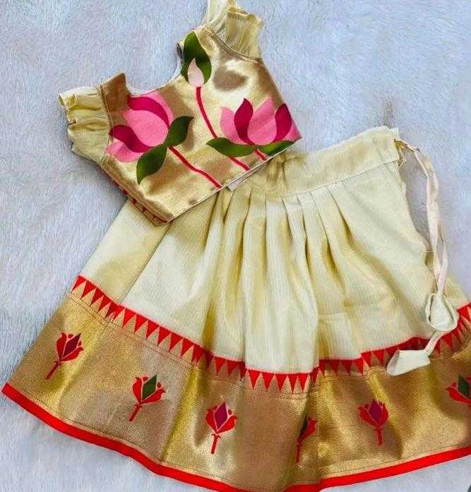 Ynf Paithani Silk RIN235 stitched Paithani Kids Wear Wholesale Kids Designer Frock Kids Ethnic Wear Kids Traditional Outfits Manufacturer- Kapda Export