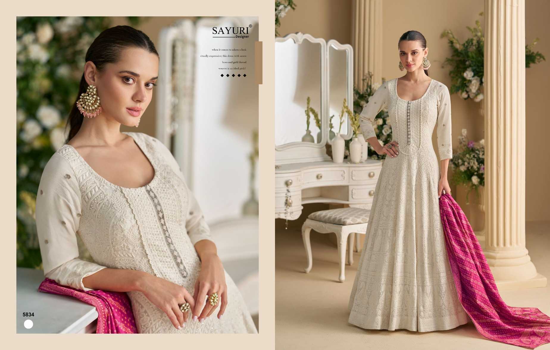 Ynf Premium Georgette KESH481 SAYURI DAWAT 5834 Kurti Wholesale Embroidered Kurtis Georgette Kurtis Party Wear Gown Style Kurtis Manufacturer- Kapda Export